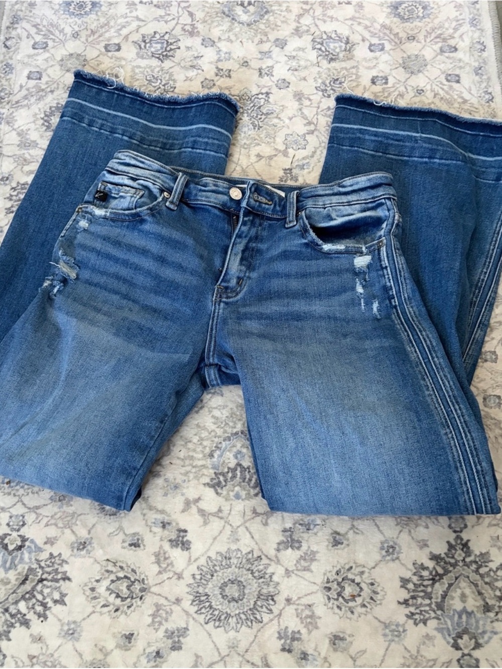 KanCan Dark Blue Distressed Flare Jeans